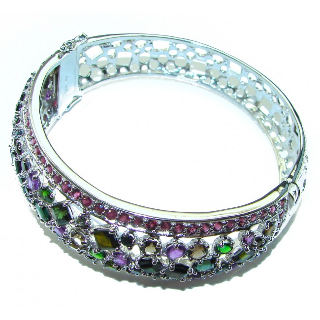 Authentic Amethyst Chrome Diopside .925 Sterling Silver handmade bangle Bracelet