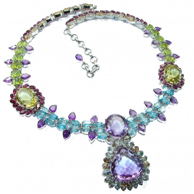 Lavender Beauty Pink Amethyst .925 Sterling Silver handcrafted Large Statement necklace