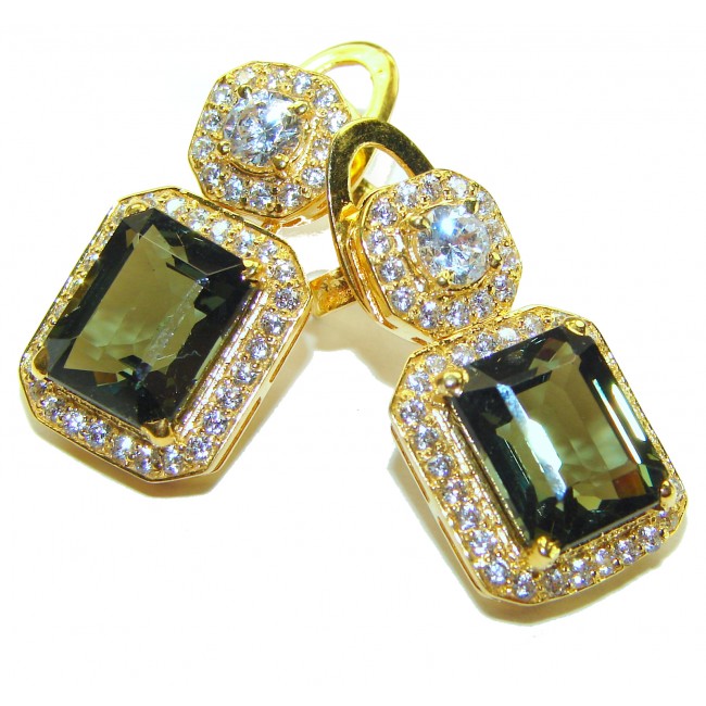 Giovanna Incredible Design Grandidierite 18K Gold over .925 Sterling Silver handcrafted earrings