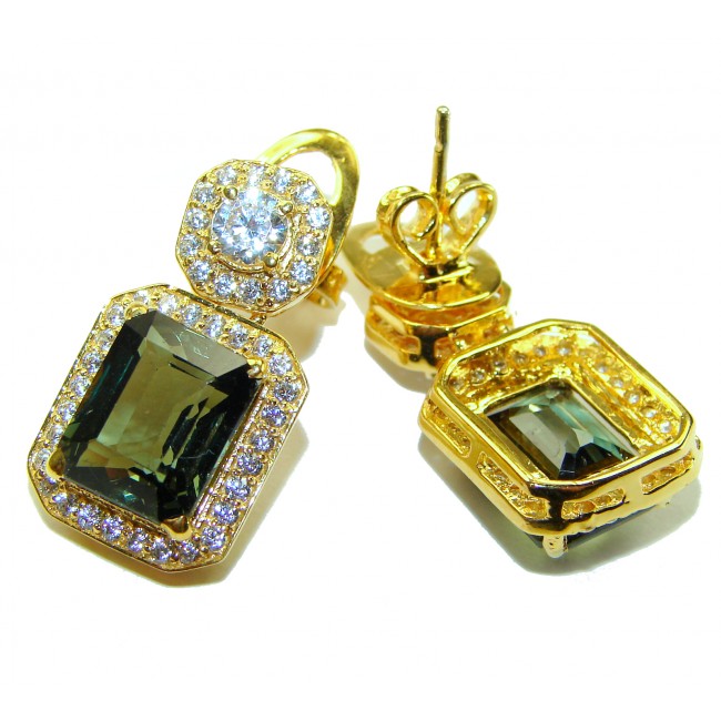 Giovanna Incredible Design Grandidierite 18K Gold over .925 Sterling Silver handcrafted earrings