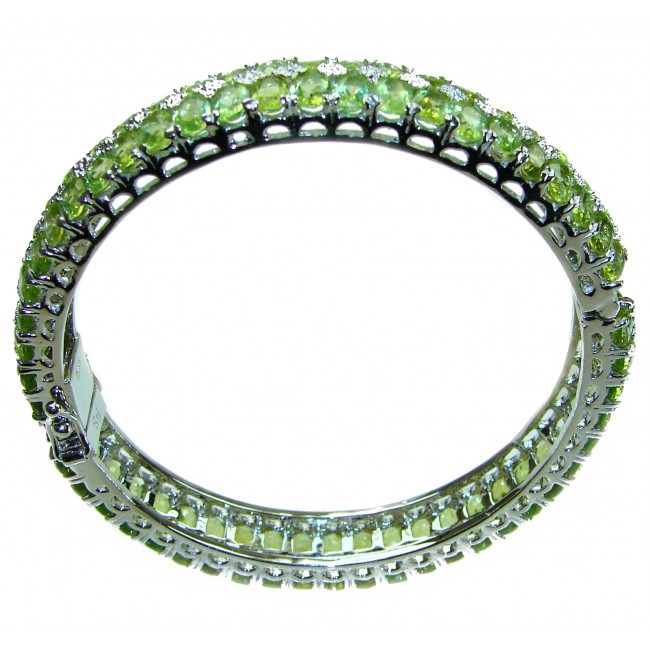 Spectacular authentic Peridot .925 Sterling Silver handmade bangle Bracelet