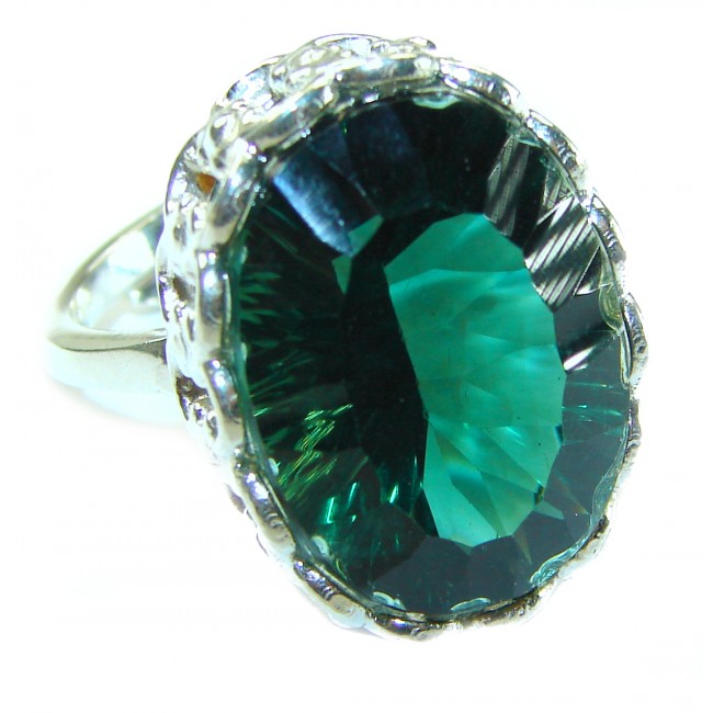 Timless Beauty 12.5 carat Helenite .925 Sterling Silver handmade Ring s. 8 adjustable