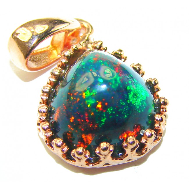 Milky Way 8.6CTW Authentic Black Opal 18K Gold over .925 Sterling Silver handmade Pendant