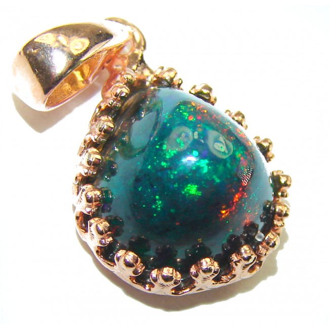 Milky Way 8.6CTW Authentic Black Opal 18K Gold over .925 Sterling Silver handmade Pendant