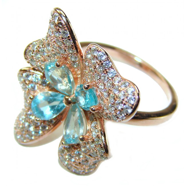 Gabriella Swiss Blue Topaz 14K Gold over .925 Sterling Silver handcrafted Ring size 6