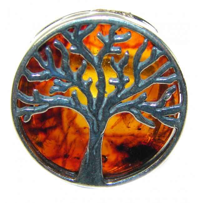 Family Tree Authentic Baltic Amber .925 Sterling Silver handcrafted ring s. 6 1/4