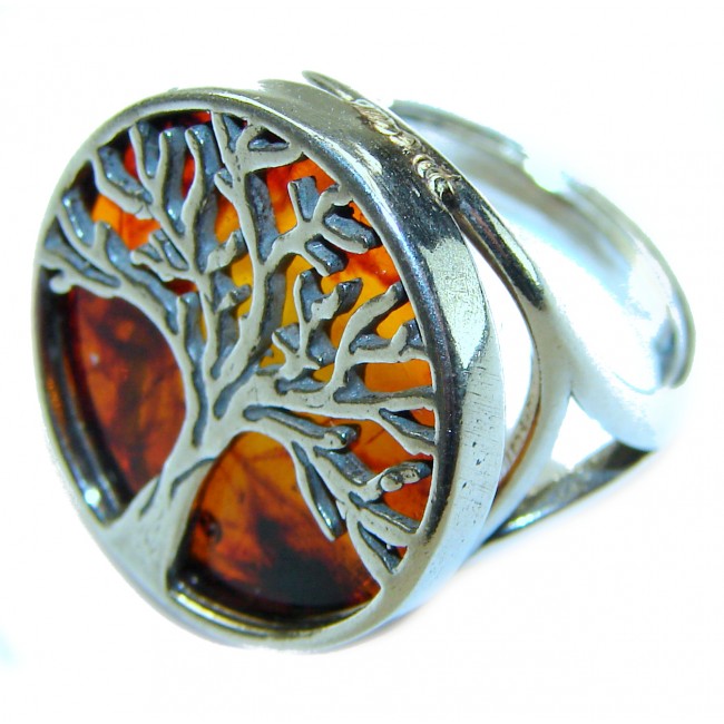 Family Tree Authentic Baltic Amber .925 Sterling Silver handcrafted ring s. 6 1/4