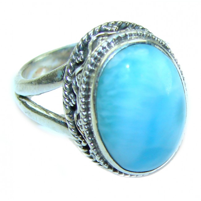 Precious authentic Larimar .925 Sterling Silver handmade ring size 6 1/4