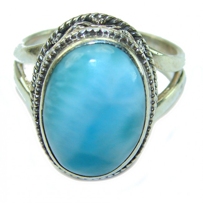 Precious authentic Larimar .925 Sterling Silver handmade ring size 6 1/4