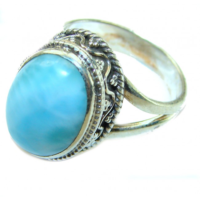 Precious authentic Larimar .925 Sterling Silver handmade ring size 6 1/4