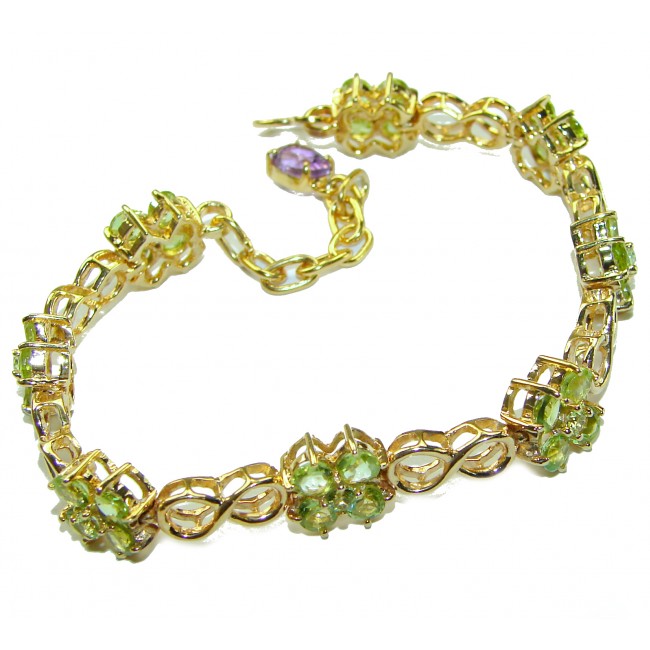 Alessia authentic Peridot 14K Gold over .925 Sterling Silver handmade Bracelet