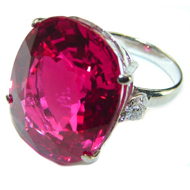 Massive 45.5 carat Carmen Lucia Red Topaz .925 Silver handcrafted Cocktail Ring s. 7