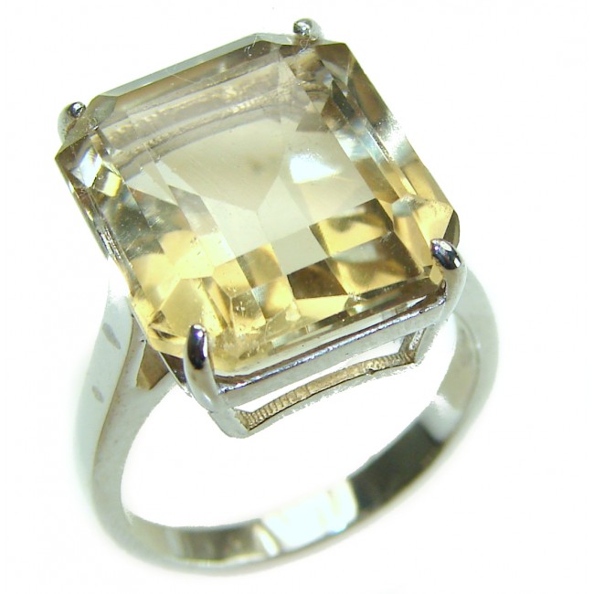 Positive vibes 17.8 carat Genuine Lemon Quartz .925 Sterling Silver handcrafted ring size 8