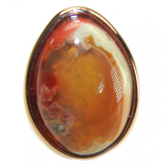 Bonfire Night best quality Mexican Opal 18K Gold over .925 Sterling Silver handmade ring 7 1/4