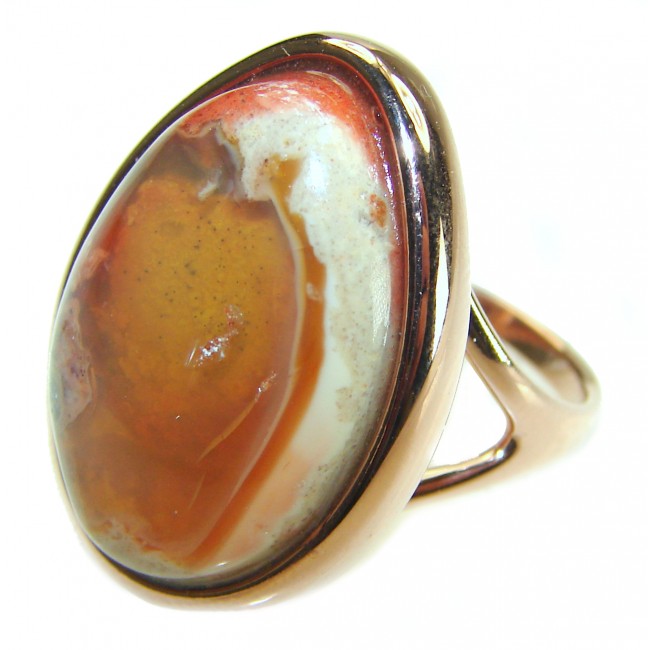 Bonfire Night best quality Mexican Opal 18K Gold over .925 Sterling Silver handmade ring 7 1/4