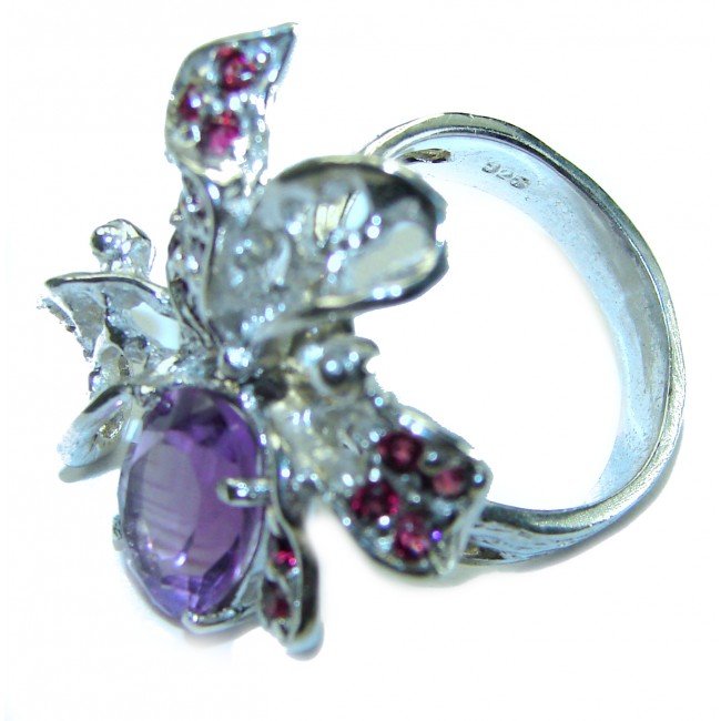 Vintage design 10.8 carat Amethyst .925 Sterling Silver Handcrafted Ring size 8 1/4