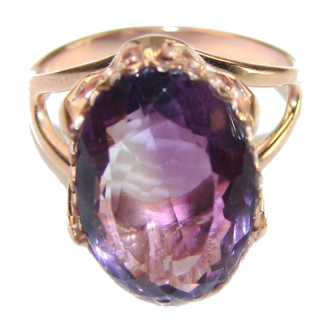 Classy 8.8 carat Amethyst 14K Rose Gold over .925 Sterling Silver Handcrafted Ring size 9