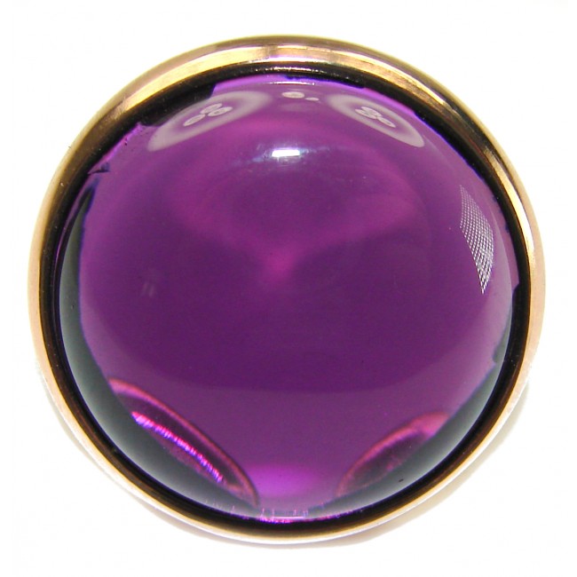 Purple Full Moon Amethyst 14K Gold over .925 Sterling Silver Handcrafted Large Ring size 6