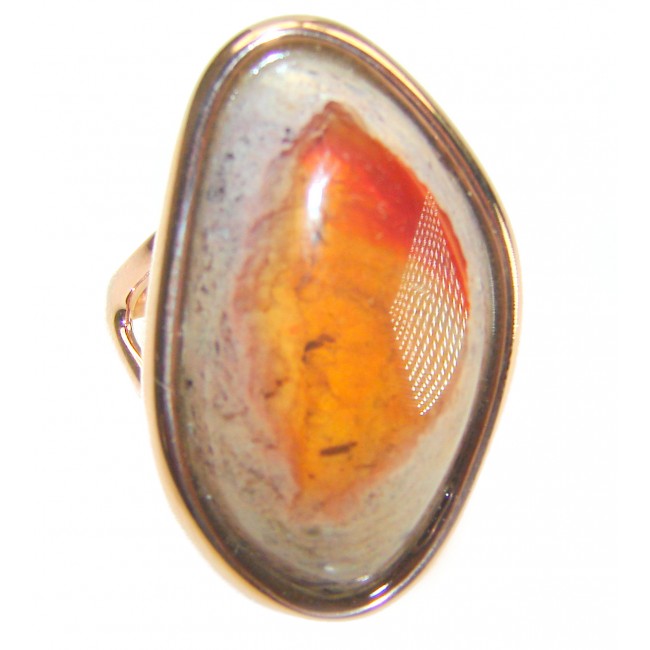 Golden Dunes best quality Mexican Opal 18K Gold over .925 Sterling Silver handmade ring 7 1/4