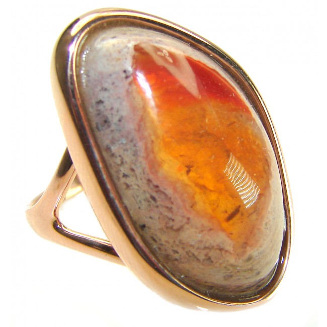 Golden Dunes best quality Mexican Opal 18K Gold over .925 Sterling Silver handmade ring 7 1/4