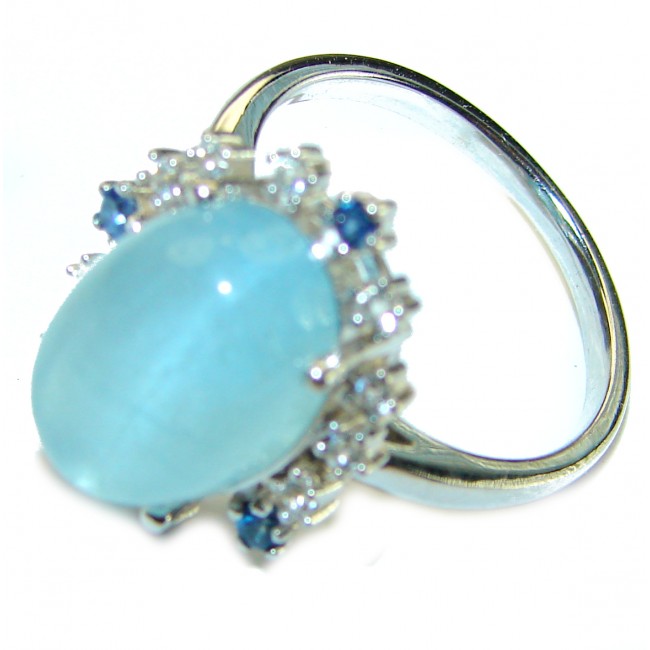 Precious 10.1 carat AQUAMARINE .925 Sterling Silver Handcrafted Ring size 7