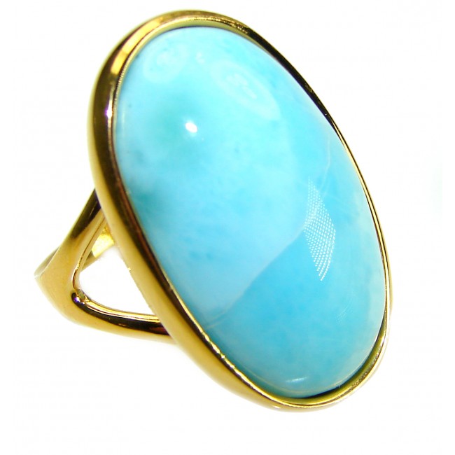 Precious authentic Larimar 18K Gold over .925 Sterling Silver handmade ring size 7