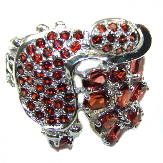 Large Authentic Garnet .925 Sterling Silver handcrafted Ring size 9