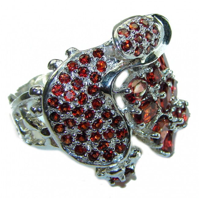 Large Authentic Garnet .925 Sterling Silver handcrafted Ring size 9