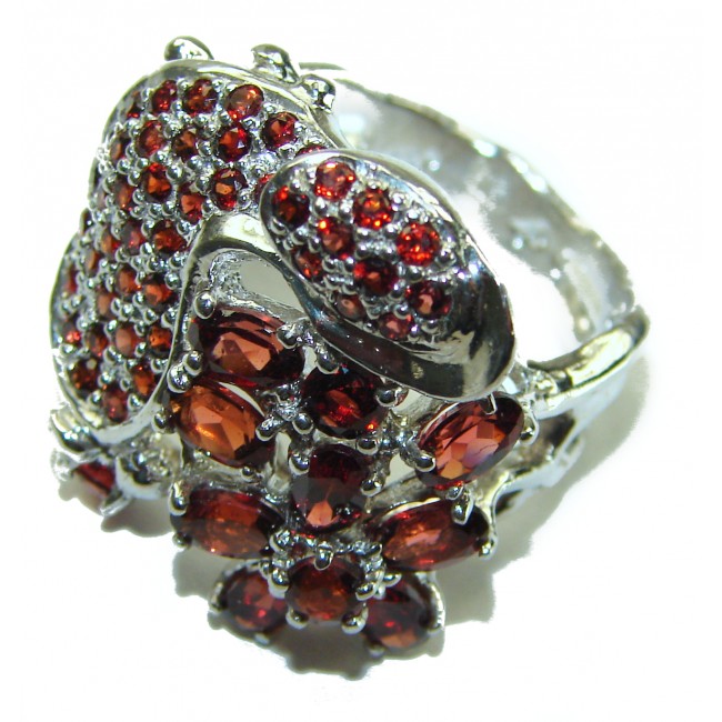 Large Authentic Garnet .925 Sterling Silver handcrafted Ring size 9