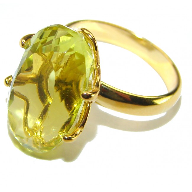 Authentic Citrine 14k Gold over .925 Sterling Silver handmade Cocktail Ring s. 7