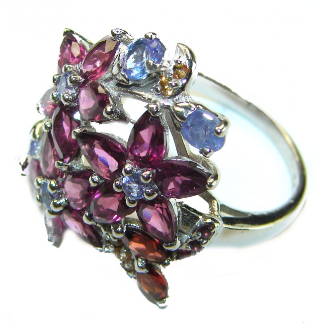 Rose Garden Beauty authentic Garnet .925 Sterling Silver handcrafted ring size 7 1/2