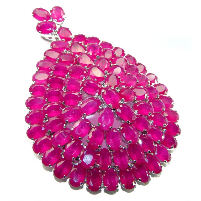 Outstanding Beauty genuine Ruby .925 Sterling Silver handmade Large Pendant and Brooch