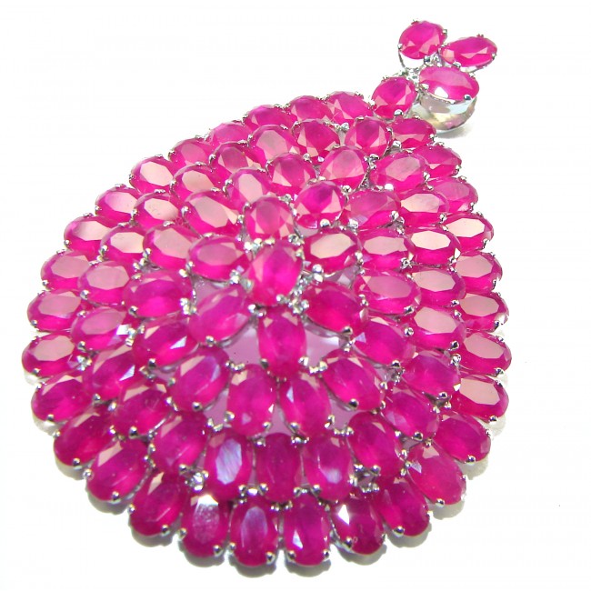 Outstanding Beauty genuine Ruby .925 Sterling Silver handmade Large Pendant and Brooch