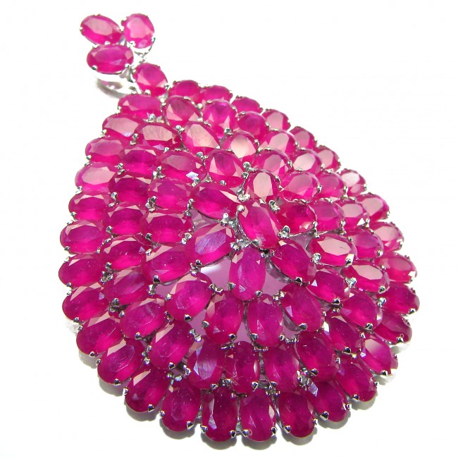 Outstanding Beauty genuine Ruby .925 Sterling Silver handmade Large Pendant and Brooch