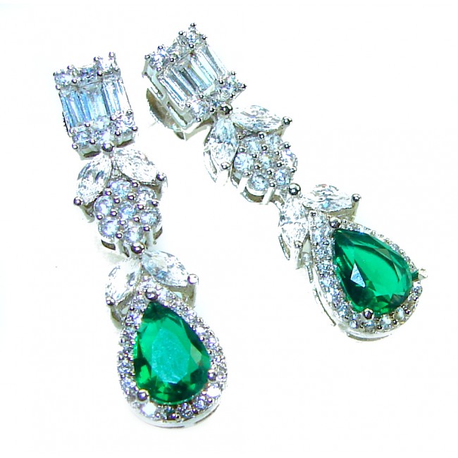 Luxurious Emerald .925 Sterling Silver handcrafted earrings