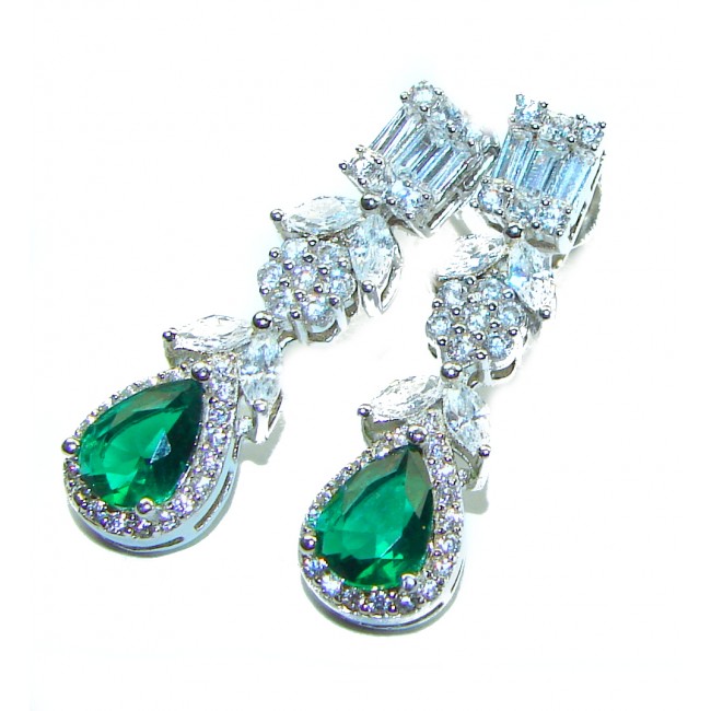 Luxurious Emerald .925 Sterling Silver handcrafted earrings