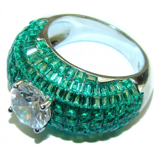 My Love White Topaz Emerald .925 Sterling Silver Ring size 7