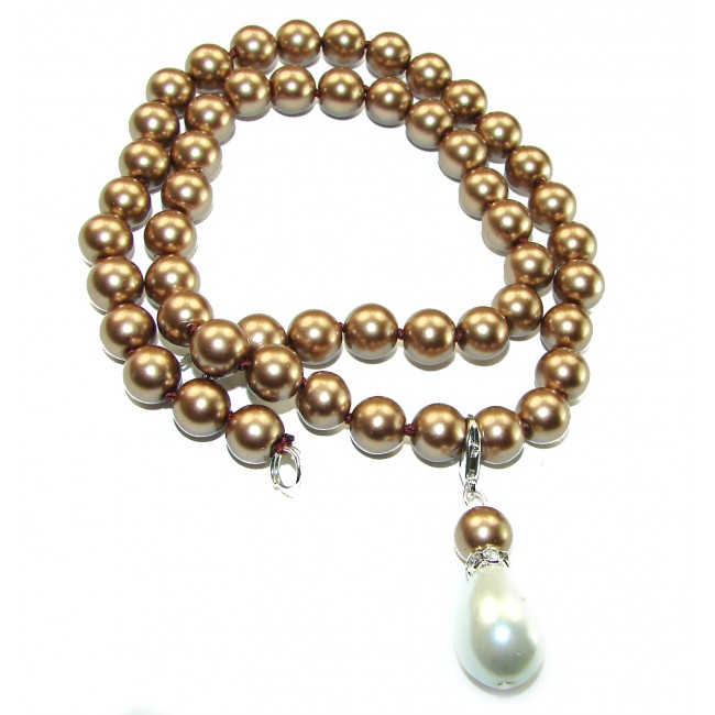 Luxurious fresh water creamy Pearl .925 Sterling Silver handmade Necklace