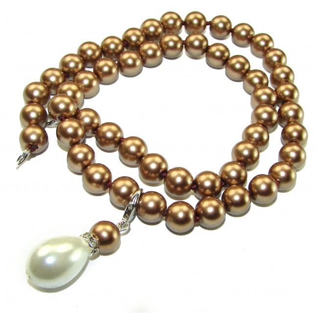 Luxurious fresh water creamy Pearl .925 Sterling Silver handmade Necklace