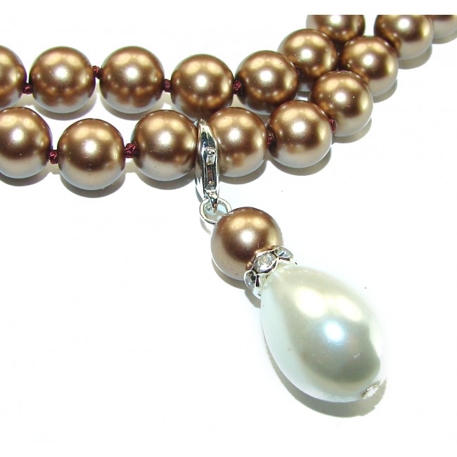 Luxurious fresh water creamy Pearl .925 Sterling Silver handmade Necklace