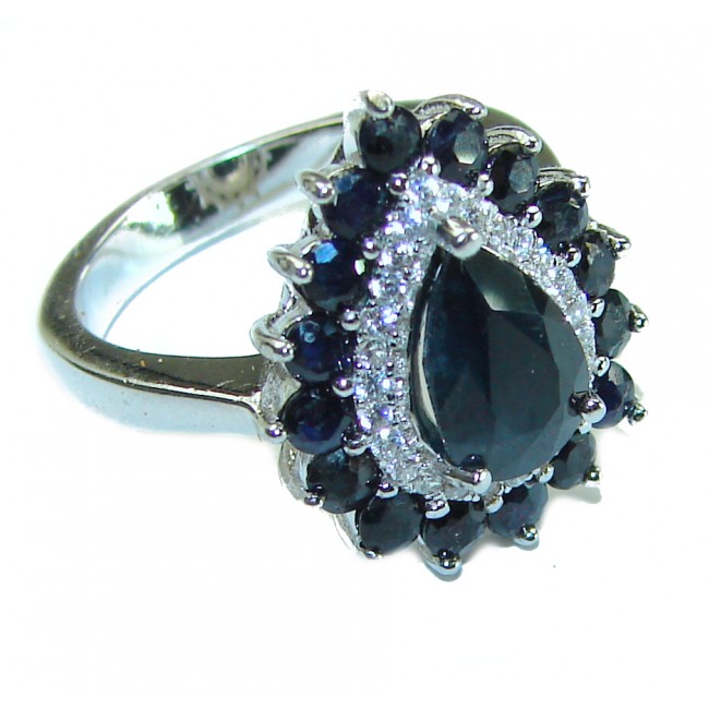 8.2 carat Sapphire .925 Sterling Silver handmade Ring size 5 3/4