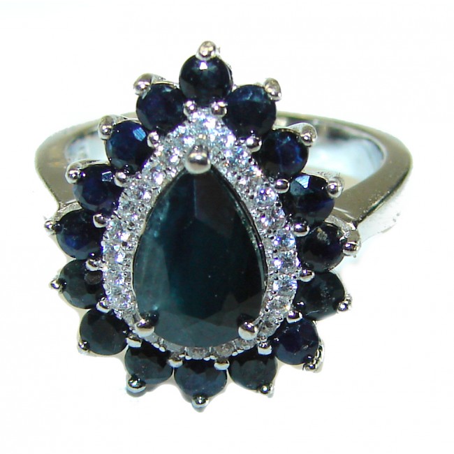 8.2 carat Sapphire .925 Sterling Silver handmade Ring size 5 3/4