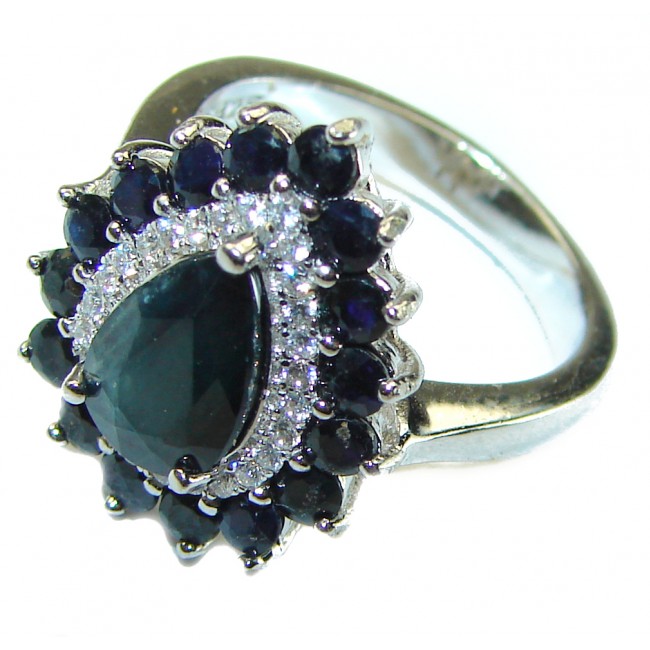 8.2 carat Sapphire .925 Sterling Silver handmade Ring size 5 3/4