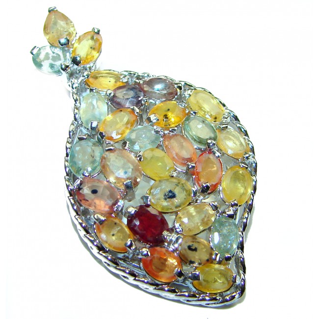 Authentic MULTICOLOR Sapphire .925 Silver handcrafted Statement pendant