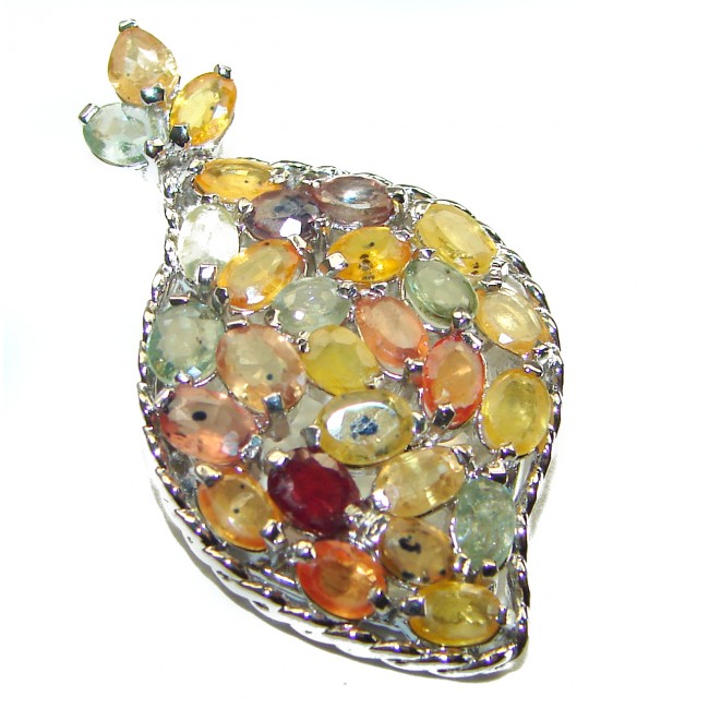 Authentic MULTICOLOR Sapphire .925 Silver handcrafted Statement pendant