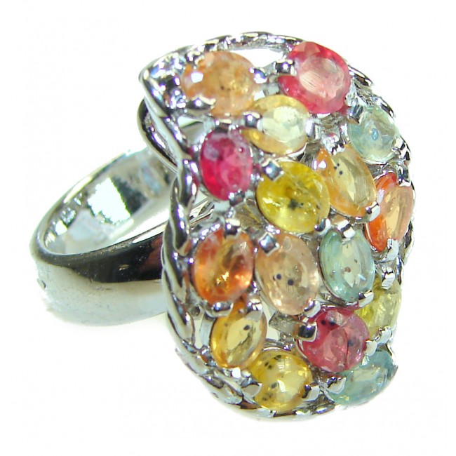 My Love MULTICOLOR Sapphire .925 Sterling Silver Eternity Ring size 7