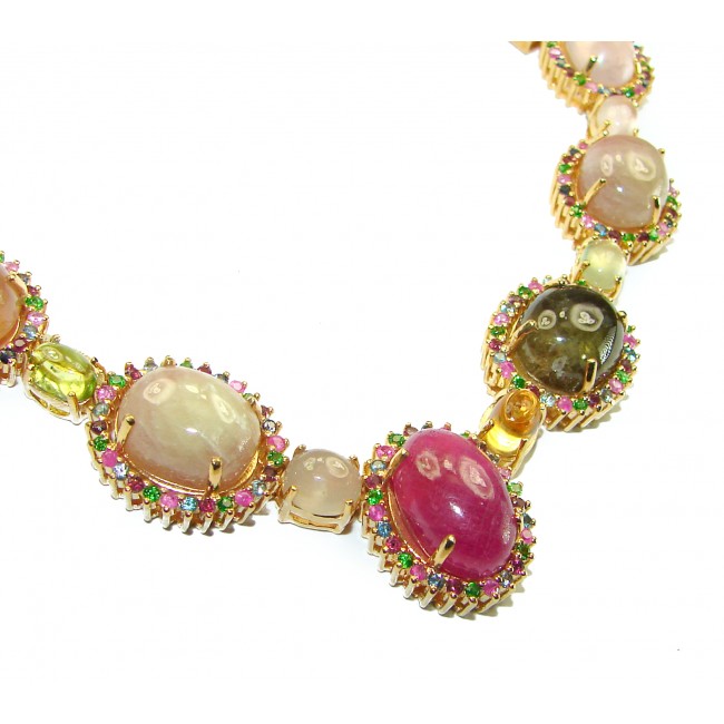 Color Me Brightly - Brazilian Watermelon Tourmaline 18K Gold over .925 Sterling Silver handmade necklace