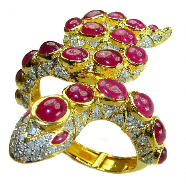 Huge Snake Genuine Kashmir Ruby 18K Gold over .925 Sterling Silver handcrafted Bracelet