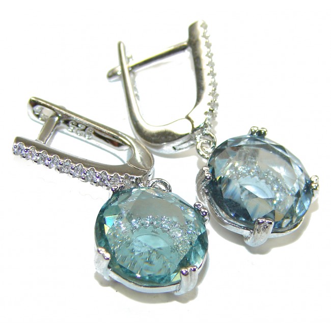 Precious 10.5 carat AQUAMARINE .925 Sterling Silver Handcrafted earrings