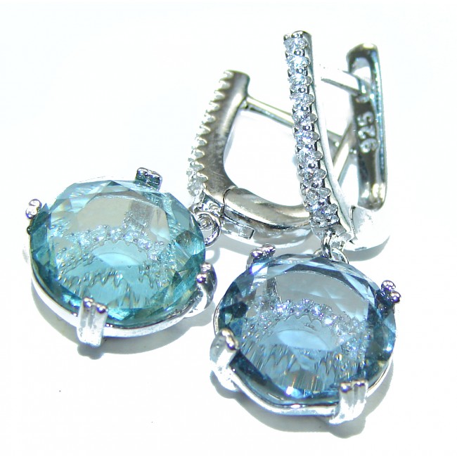 Precious 10.5 carat AQUAMARINE .925 Sterling Silver Handcrafted earrings